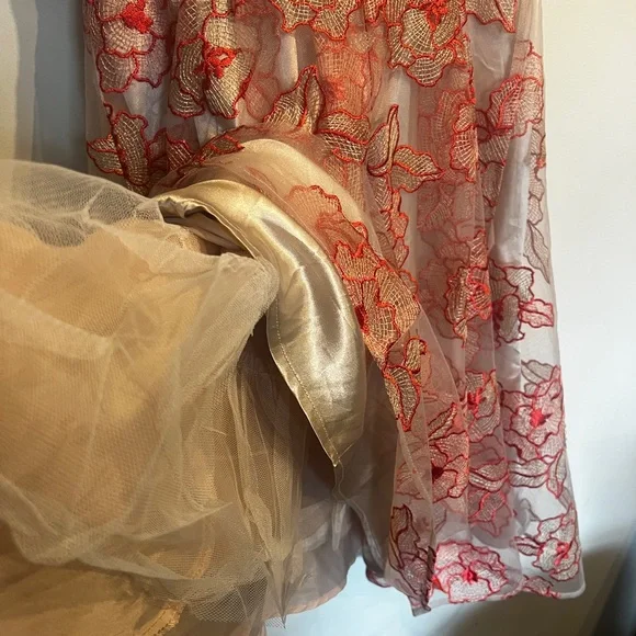 Tahari Ivory Dress with Coral Floral Lace - Picture 8 of 8